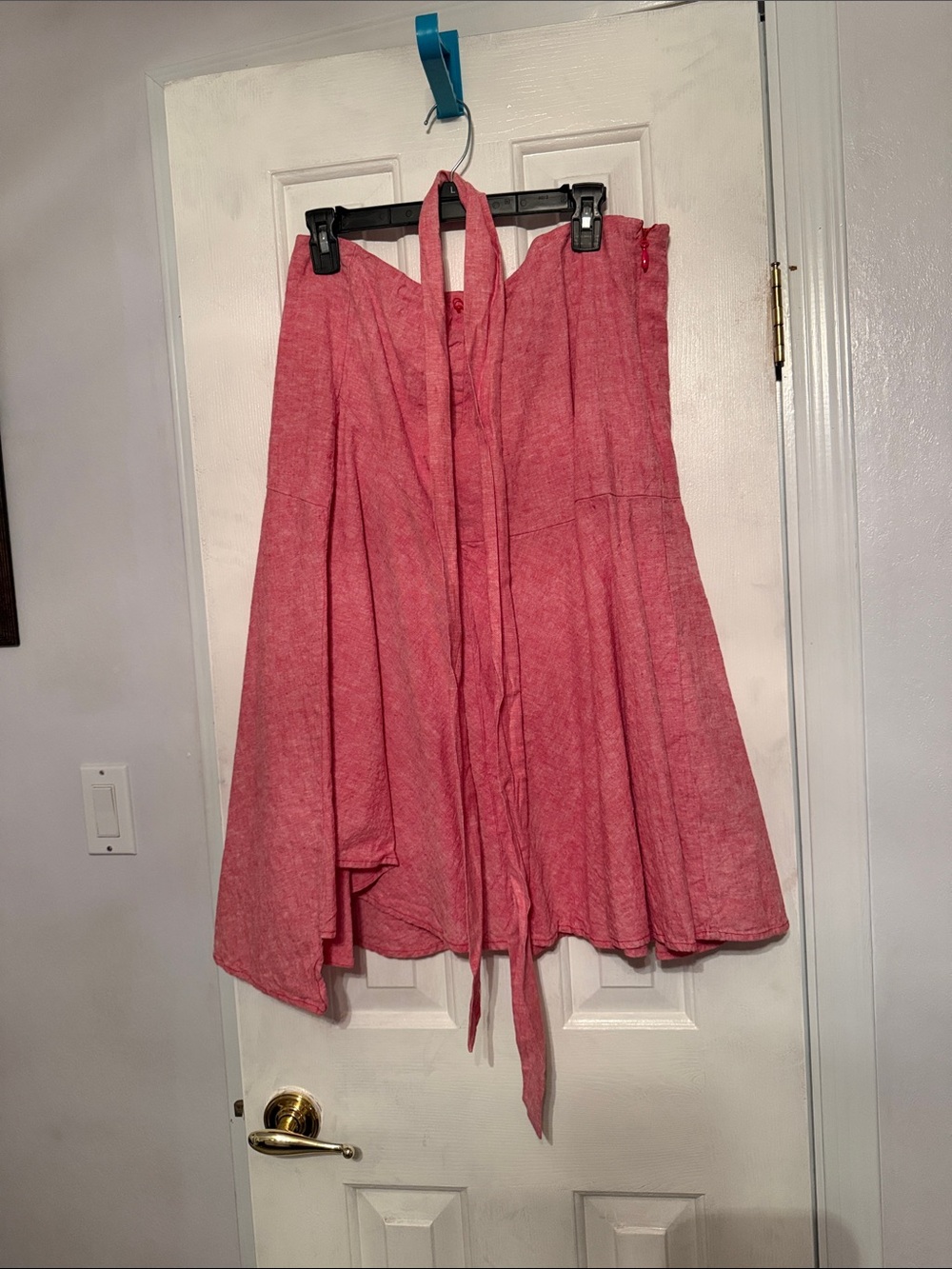 A-Line Pink Midi Skirt with Waist Tie